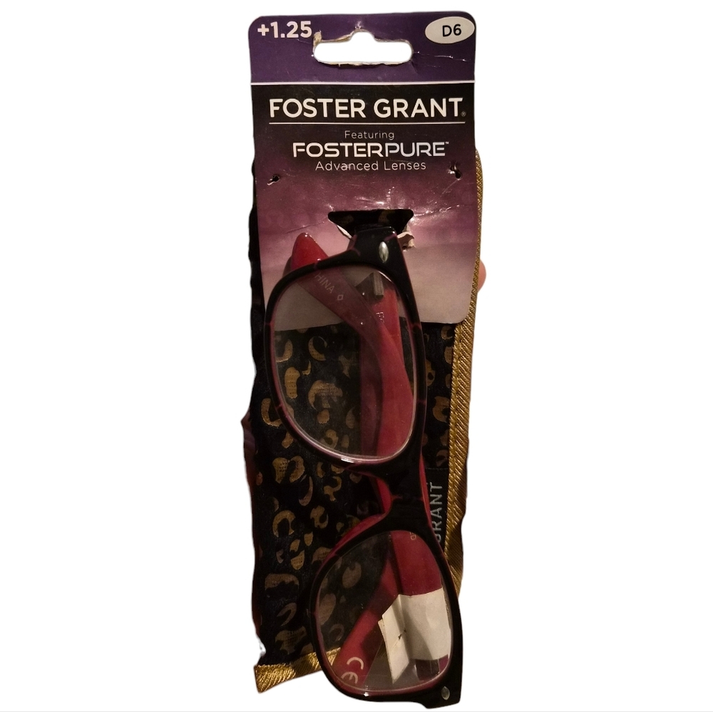 Foster Grant +1.25 Reading Glasses with Leopard Case